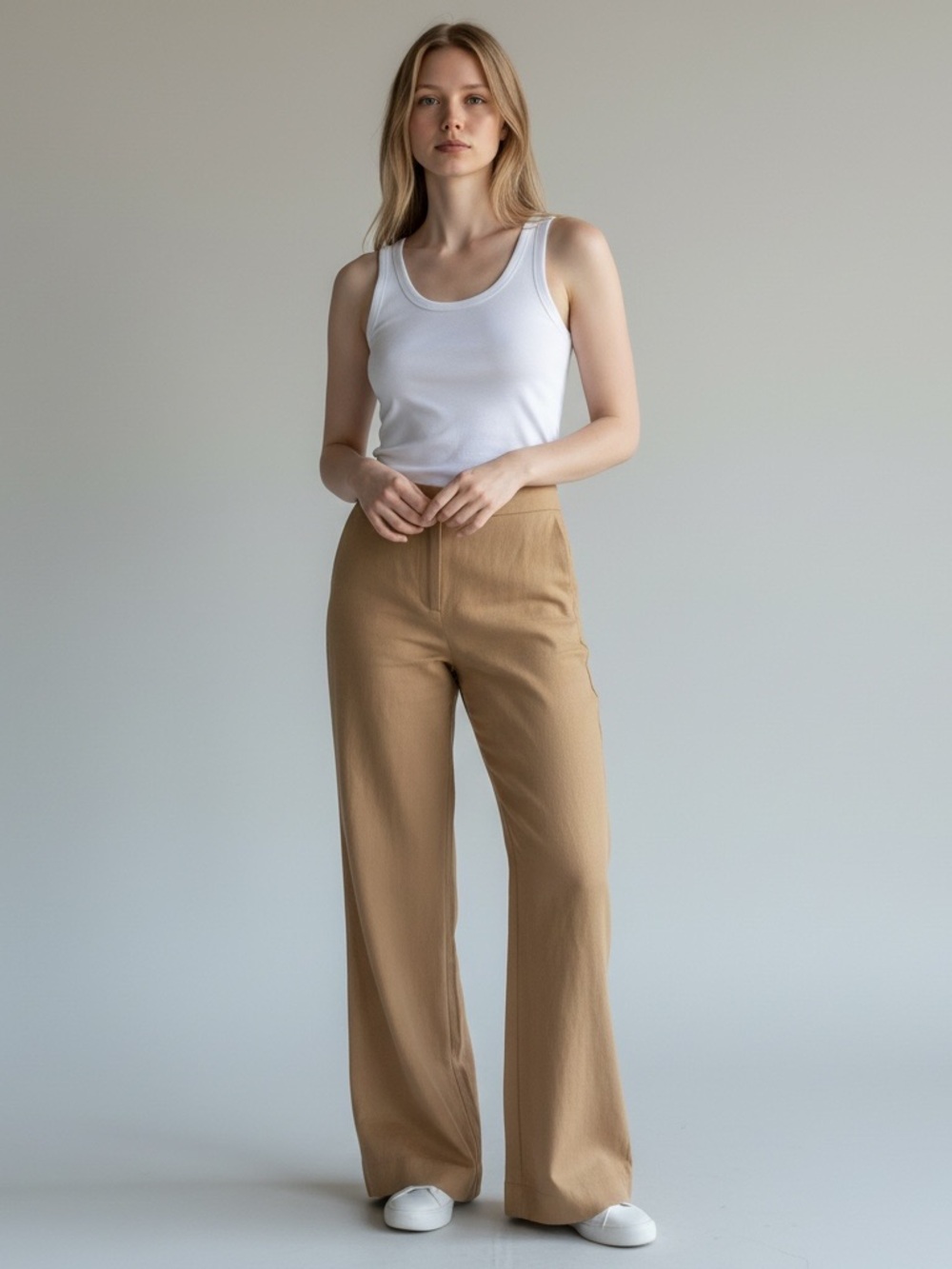 Tuckernuck Wide Leg High-Waist Pants in Tan